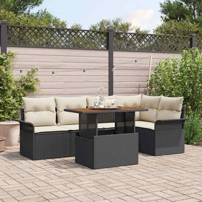 Set Divano da Giardino con archiviazione 6 pcs Nero Poly Rattan | homemem39