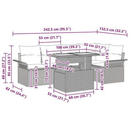 Set Divano da Giardino 6 pcs Grigio Poly Rattan - homemem39