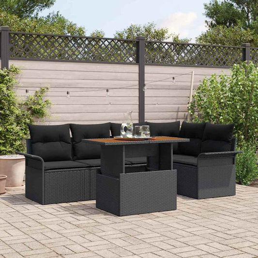 Set Divano da Giardino con archiviazione 6 pcs Nero Poly Rattan - homemem39