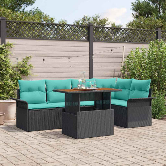 Set Divano da Giardino con archiviazione 6 pcs Nero Poly Rattan