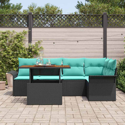 Set Divano da Giardino con archiviazione 6 pcs Nero Poly Rattan | homemem39