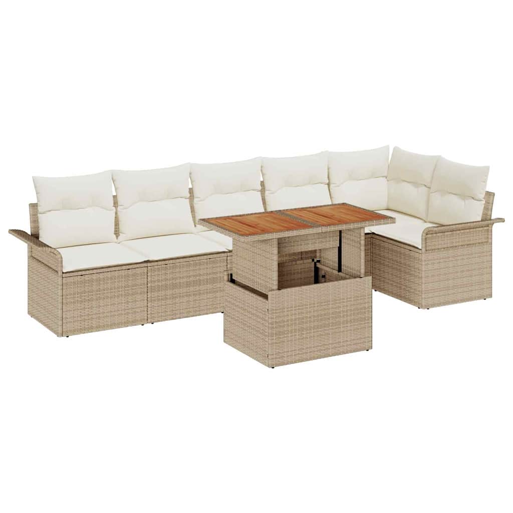 Set Divano da Giardino 7 pcs Beige Poly Rattan - homemem39