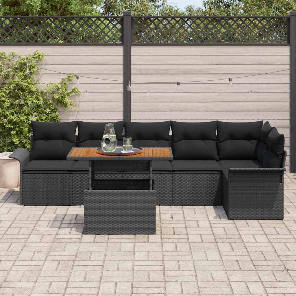 Set Divano da Giardino con archiviazione 7 pcs Nero Poly Rattan | homemem39