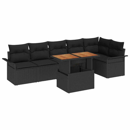 Set Divano da Giardino con archiviazione 7 pcs Nero Poly Rattan | homemem39