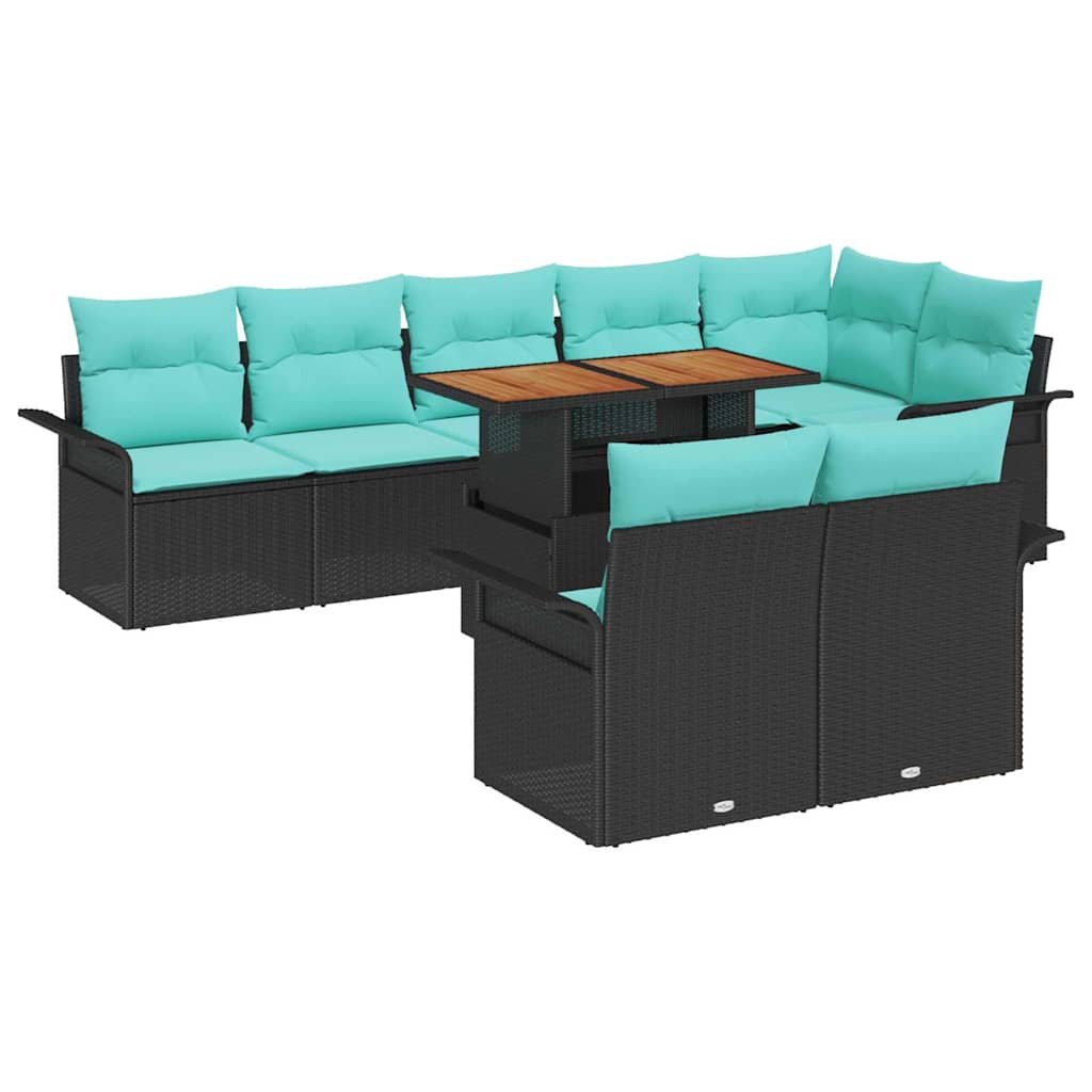Set Divano da Giardino con archiviazione 9 pcs Nero Poly Rattan | homemem39