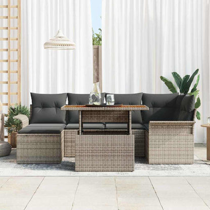 Set Divano da Giardino 7 pcs Grigio Poly Rattan - homemem39