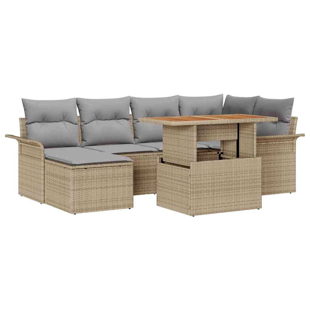 Set Divano da Giardino 7 pcs Beige Poly Rattan - homemem39
