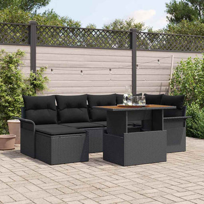 Set Divano da Giardino con archiviazione 7 pcs Nero Poly Rattan