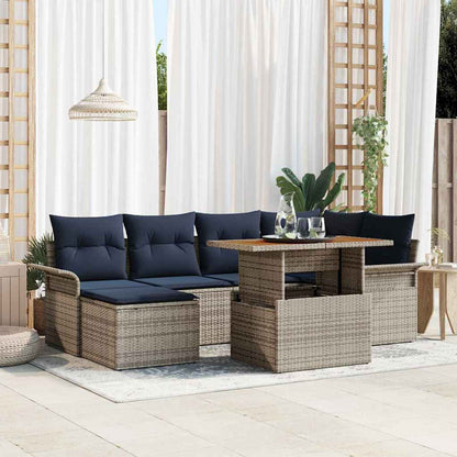 Set Divano da Giardino 7 pcs Grigio Poly Rattan | homemem39
