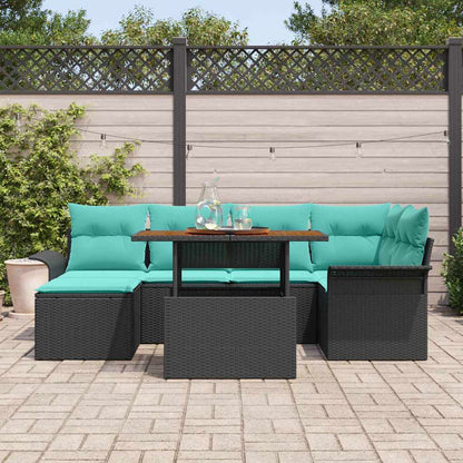 Set Divano da Giardino con archiviazione 7 pcs Nero Poly Rattan | homemem39