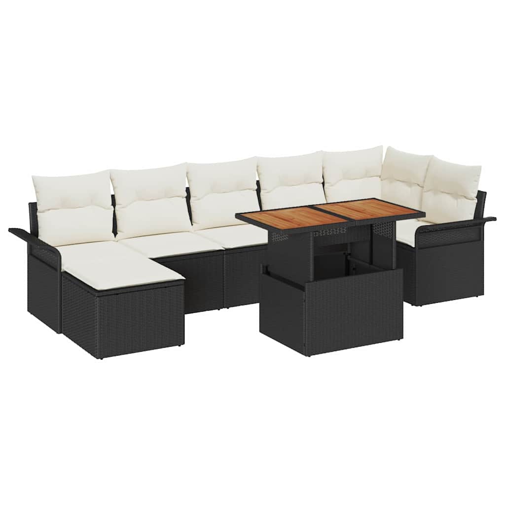 Set Divano da Giardino con archiviazione 8 pcs Nero Poly Rattan - homemem39