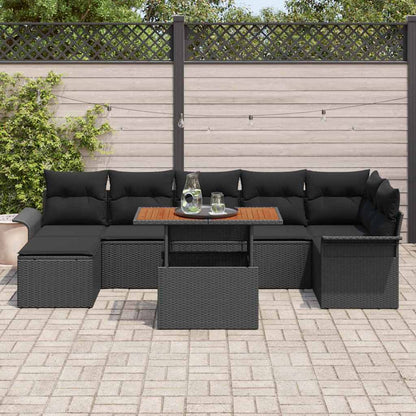 Set Divano da Giardino con archiviazione 8 pcs Nero Poly Rattan | homemem39