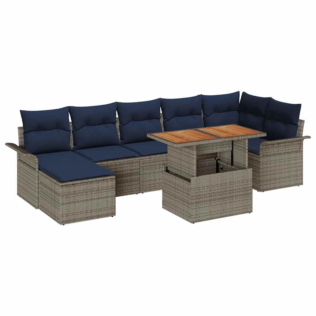 Set Divano da Giardino 8 pcs Grigio Poly Rattan | homemem39