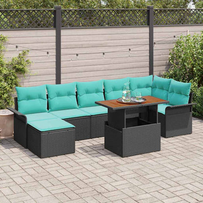 Set Divano da Giardino con archiviazione 8 pcs Nero Poly Rattan | homemem39