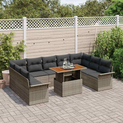 Set Divano da Giardino 10 pcs Grigio Poly Rattan - homemem39
