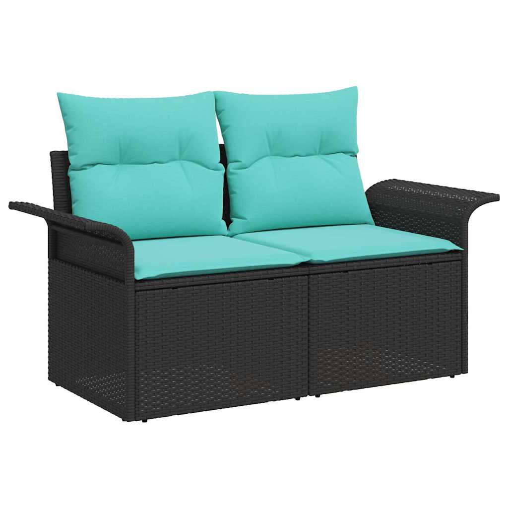 Set Divano da Giardino 10 pcs Nero Poly Rattan | homemem39