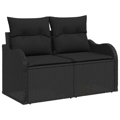 Set Divano da Giardino con archiviazione 5 pcs Nero Poly Rattan