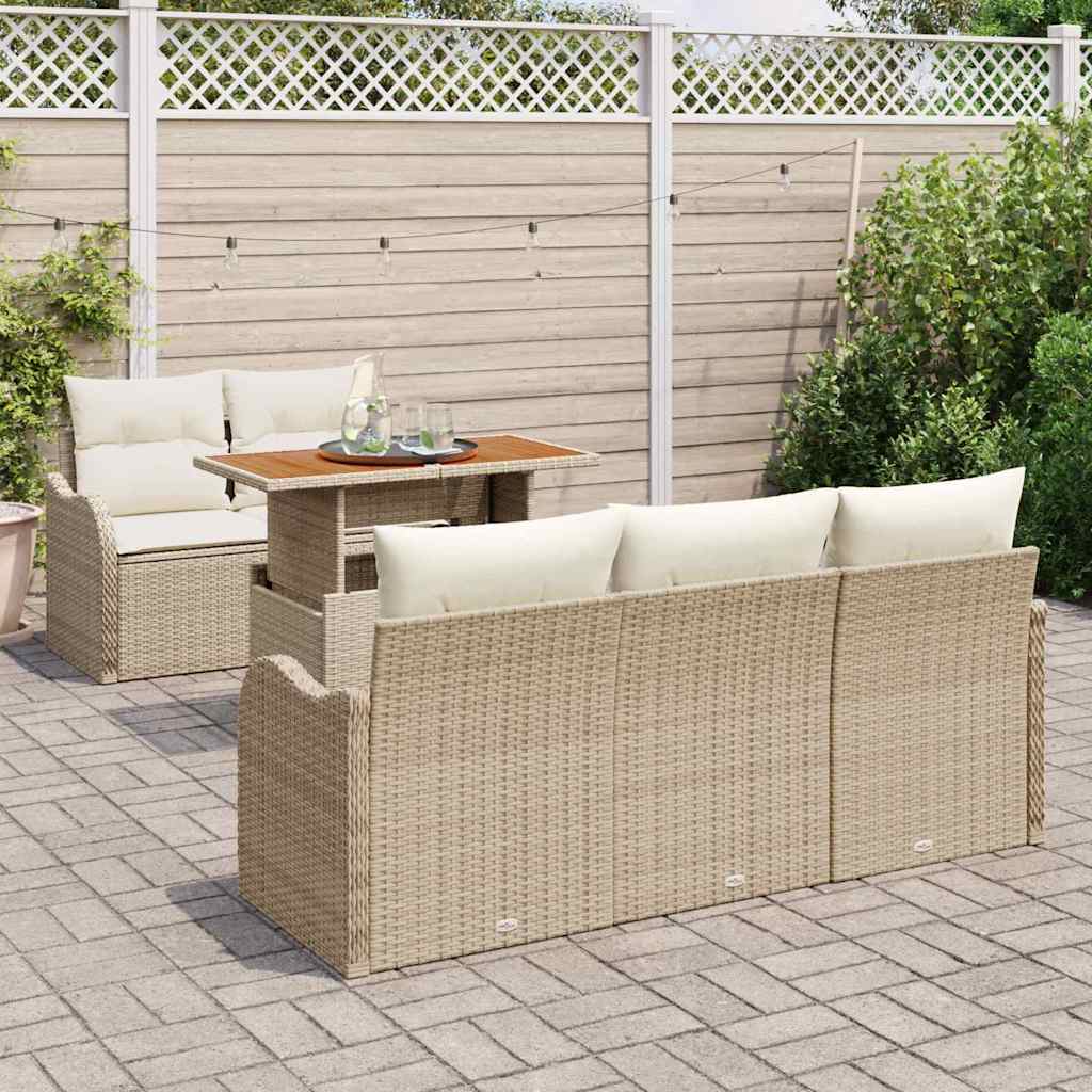 Set Divano da Giardino 6 pcs Beige Poly Rattan