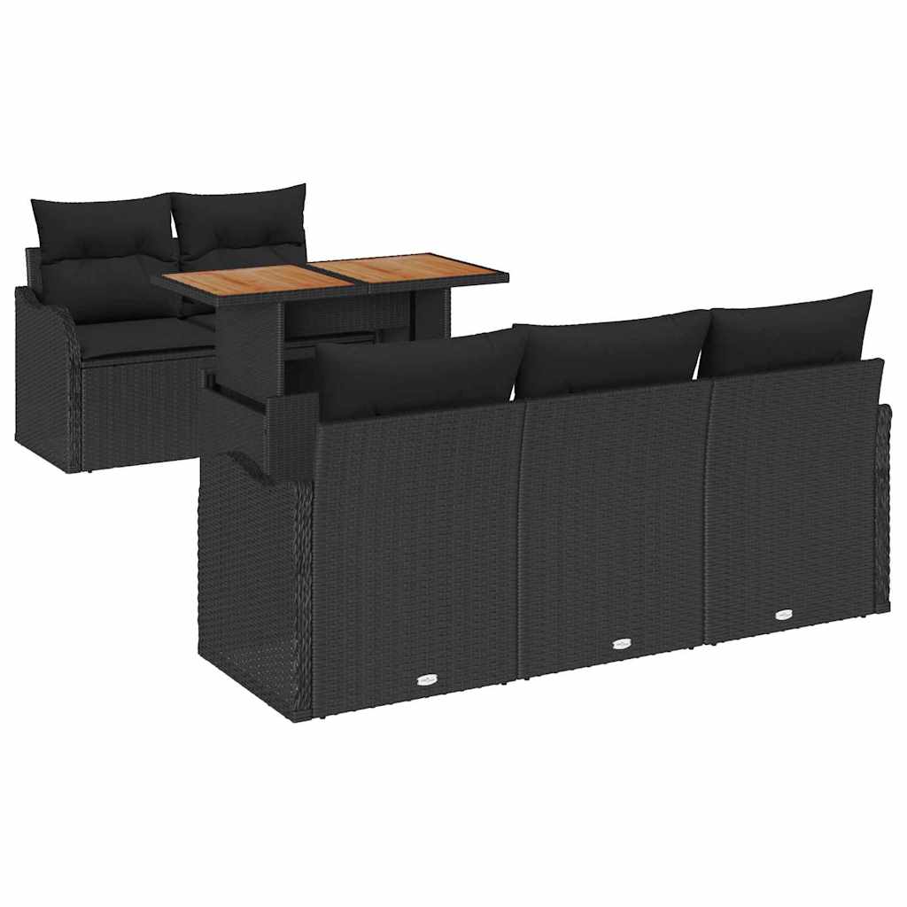 Set Divano da Giardino con archiviazione 6 pcs Nero Poly Rattan
