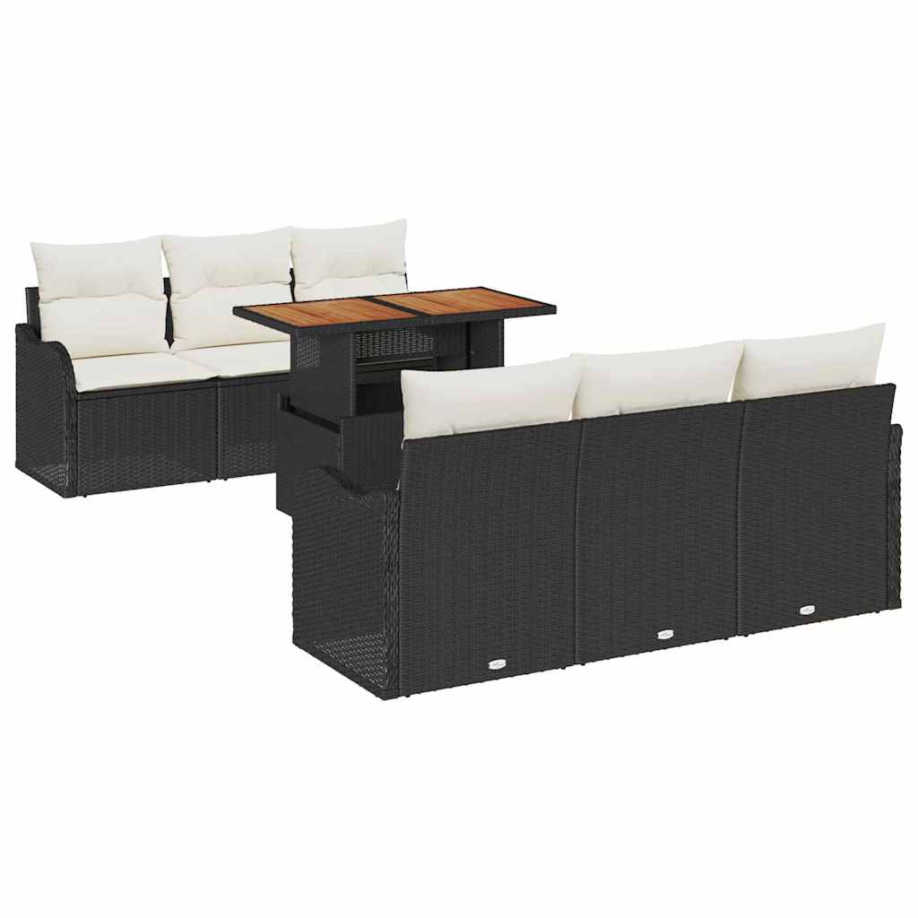 Set Divano da Giardino con archiviazione 7 pcs Nero Poly Rattan