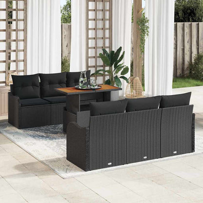 Set Divano da Giardino con archiviazione 7 pcs Nero Poly Rattan