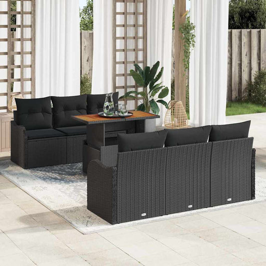 Set Divano da Giardino con archiviazione 7 pcs Nero Poly Rattan