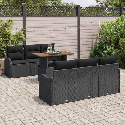 Set Divano da Giardino con archiviazione 7 pcs Nero Poly Rattan