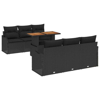 Set Divano da Giardino con archiviazione 7 pcs Nero Poly Rattan