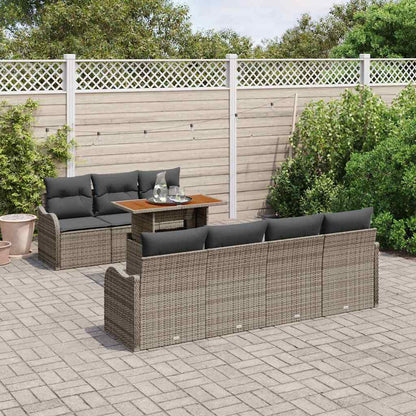 Set Divano da Giardino 8 pcs Grigio Poly Rattan