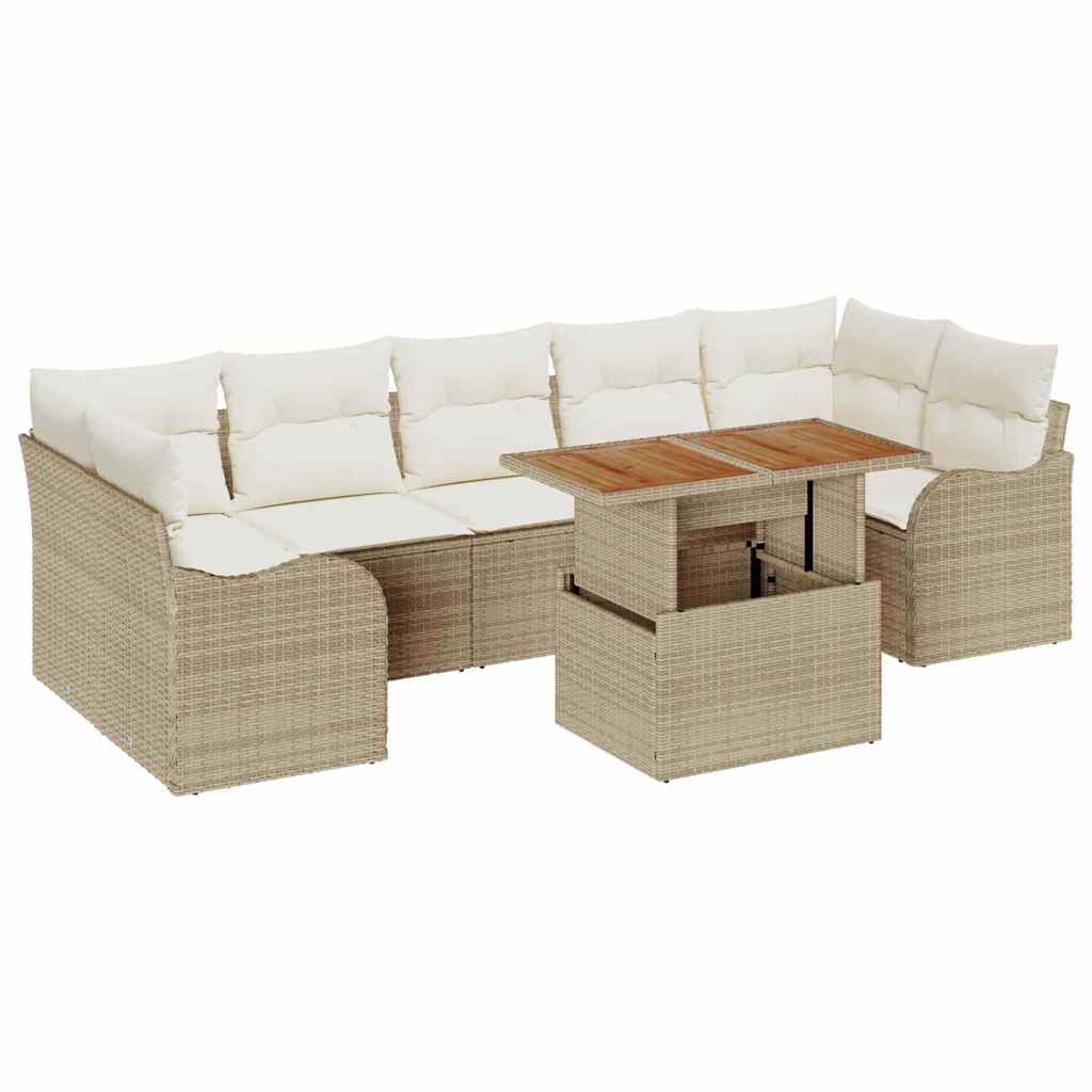Set Divano da Giardino 8 pcs Beige Poly Rattan