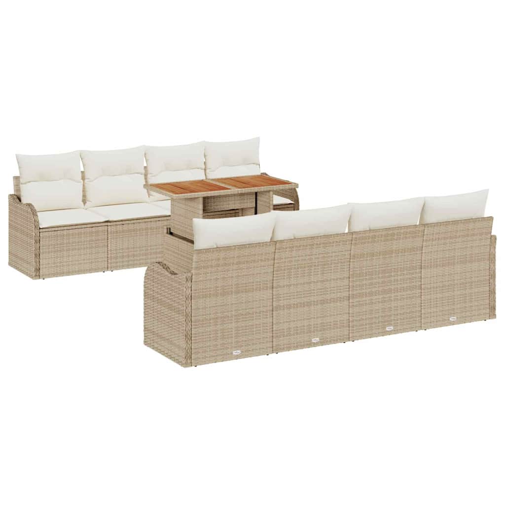 Set Divano da Giardino 9 pcs Beige Poly Rattan - homemem39