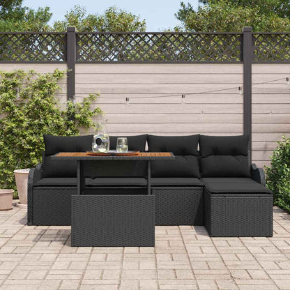 Set Divano da Giardino con archiviazione 6 pcs Nero Poly Rattan - homemem39