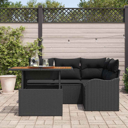 Set Divano da Giardino con archiviazione 5 pcs Nero Poly Rattan | homemem39