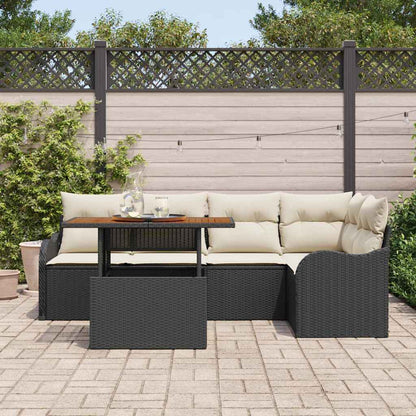 Set Divano da Giardino con archiviazione 6 pcs Nero Poly Rattan - homemem39