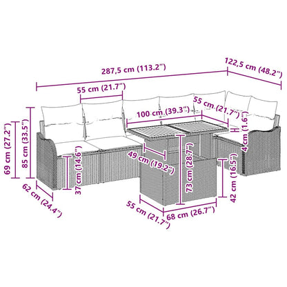 Set Divano da Giardino 7 pcs Grigio Poly Rattan - homemem39
