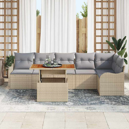 Set Divano da Giardino 7 pcs Beige Poly Rattan - homemem39