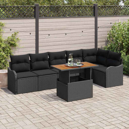 Set Divano da Giardino con archiviazione 7 pcs Nero Poly Rattan - homemem39