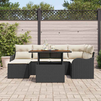 Set Divano da Giardino con archiviazione 7 pcs Nero Poly Rattan - homemem39