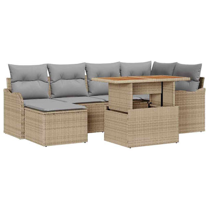 Set Divano da Giardino 7 pcs Beige Poly Rattan - homemem39