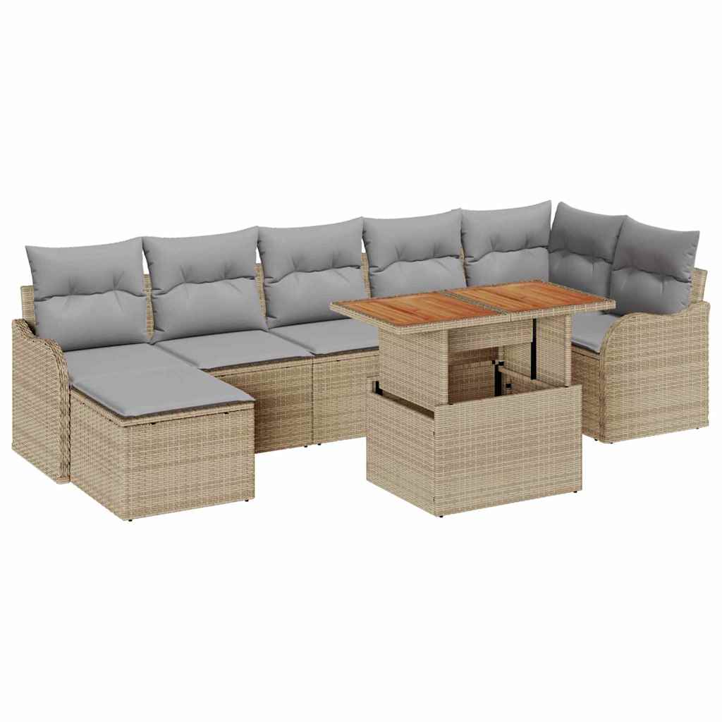 Set Divano da Giardino 8 pcs Beige Poly Rattan | homemem39