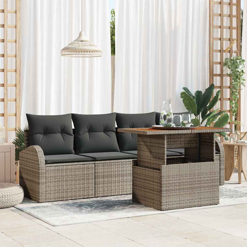Set Divano da Giardino 5 pcs Grigio Poly Rattan - homemem39