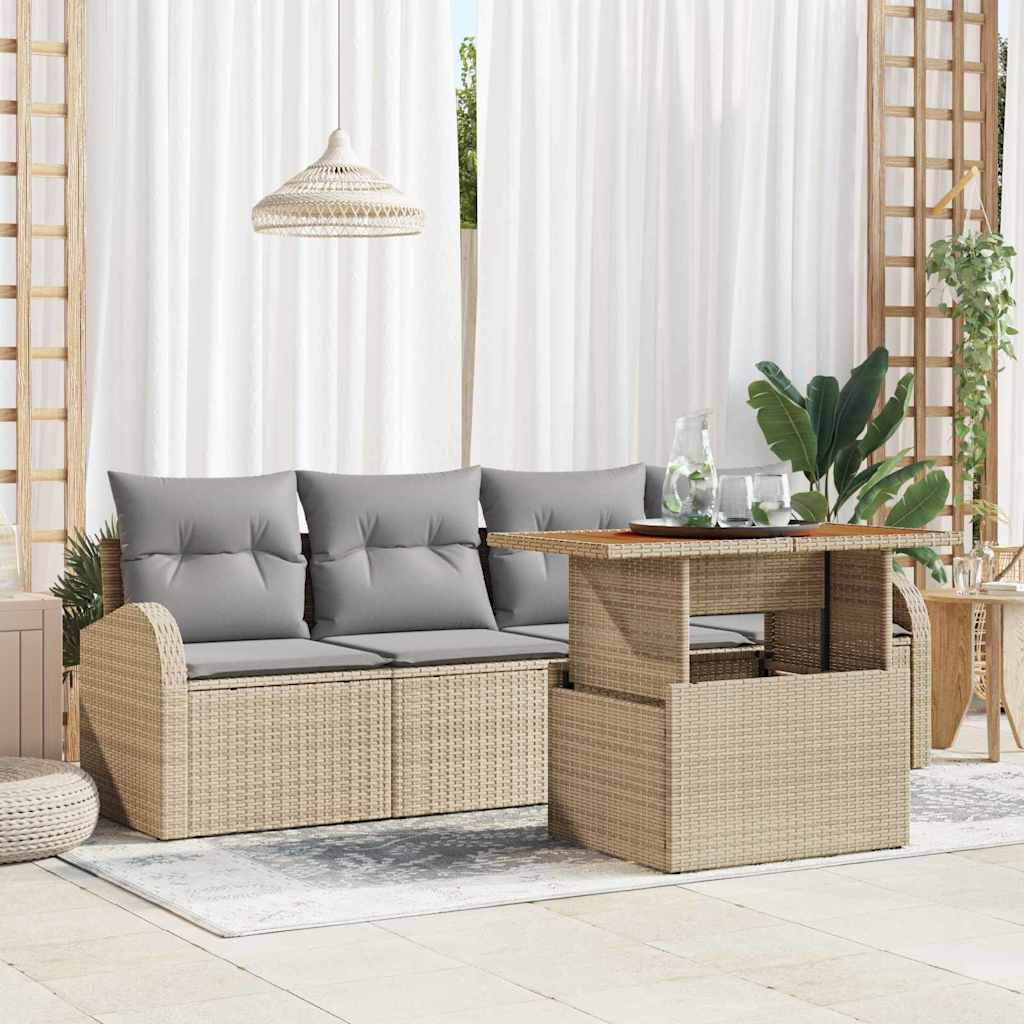 Set Divano da Giardino 5 pcs Beige Poly Rattan - homemem39