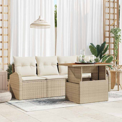 Set Divano da Giardino 5 pcs Beige Poly Rattan - homemem39