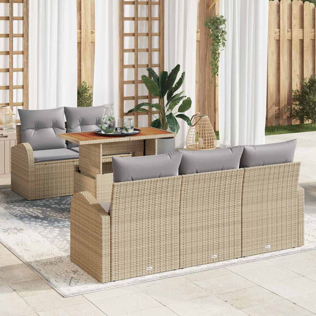 Set Divano da Giardino 6 pcs Beige Poly Rattan - homemem39