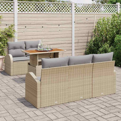 Set Divano da Giardino 6 pcs Beige Poly Rattan - homemem39