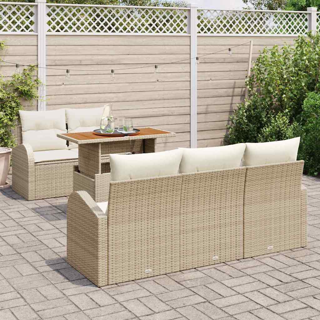 Set Divano da Giardino 6 pcs Beige Poly Rattan - homemem39