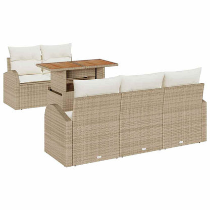 Set Divano da Giardino 6 pcs Beige Poly Rattan - homemem39
