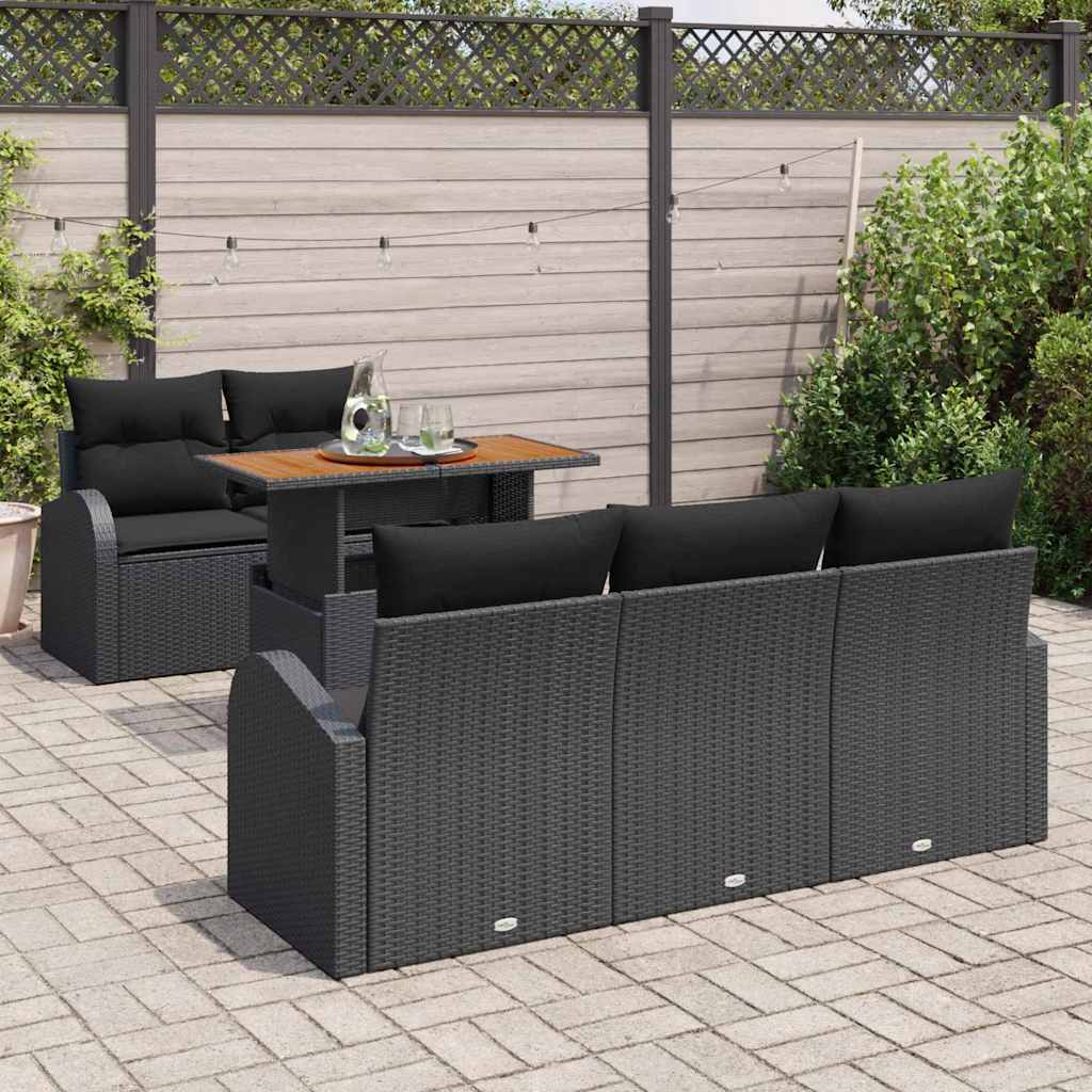 Set Divano da Giardino con archiviazione 6 pcs Nero Poly Rattan - homemem39