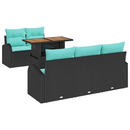 Set Divano da Giardino con archiviazione 6 pcs Nero Poly Rattan | homemem39