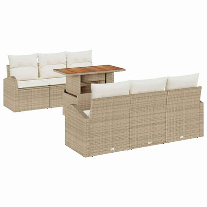 Set Divano da Giardino 7 pcs Beige Poly Rattan - homemem39
